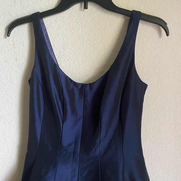 Betsy & Adam Fit & Flare Shimmery Elegant Navy Blue Party Made In USA Dress Sz M - Picture 7 of 15